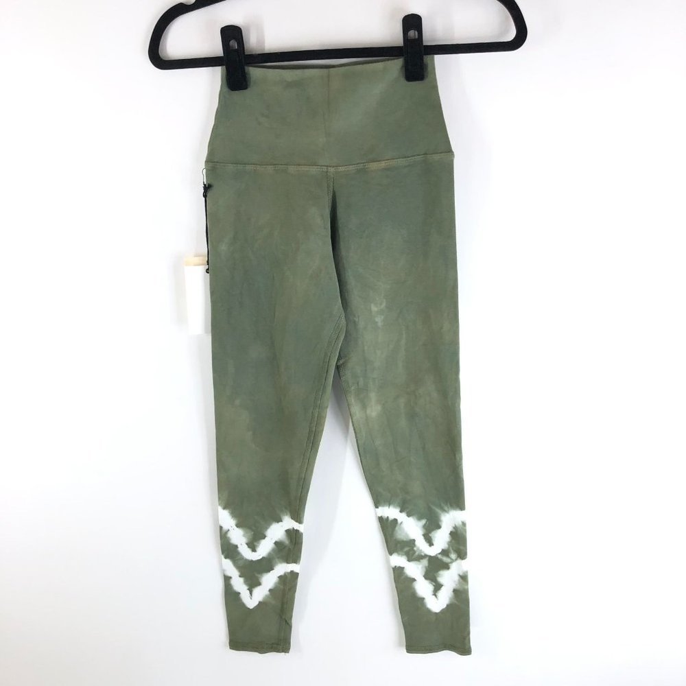 Electric & Rose Womens Leggings Cropped Tie Dye Stretch High Rise Green XS